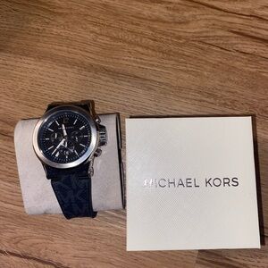 Michael Kors Men's Watch with Black Dial and Silver Accents